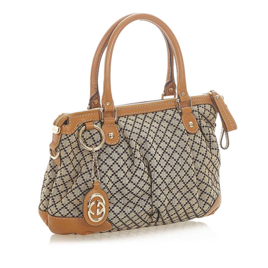 Gucci Diamante Sukey Canvas Satchel (SHG-iZTtvz)
