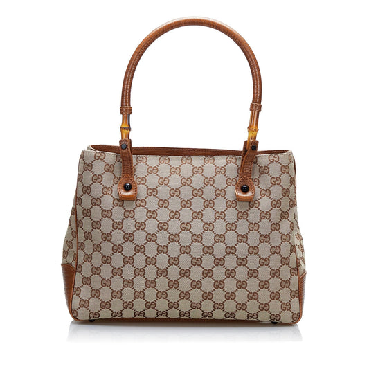 Luxury Gucci GG Canvas Bamboo Tote (SHG-onnXj3)