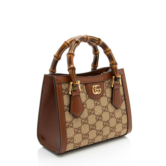 Gucci Crystal GG Canvas Bamboo Diana Mini Tote (SHF-E7QQjx)