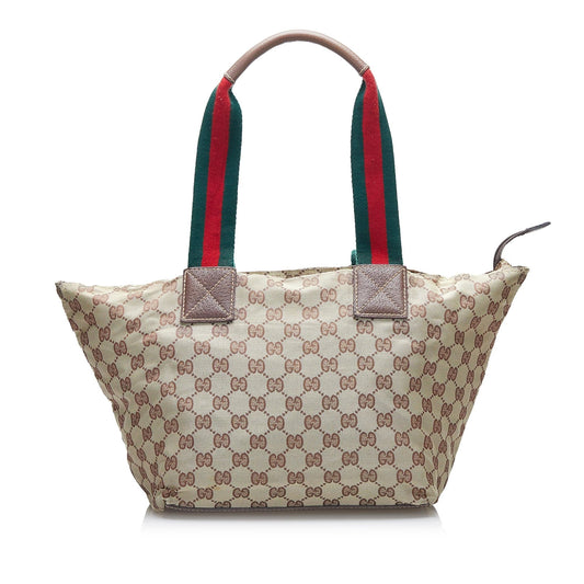 Luxury Gucci GG Canvas Web Tote (SHG-BPuGCO)