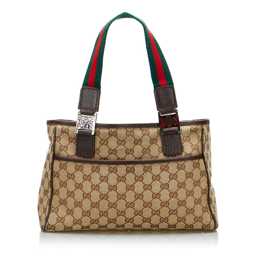 Luxury Gucci GG Canvas Web Tote (SHG-auLiHZ)