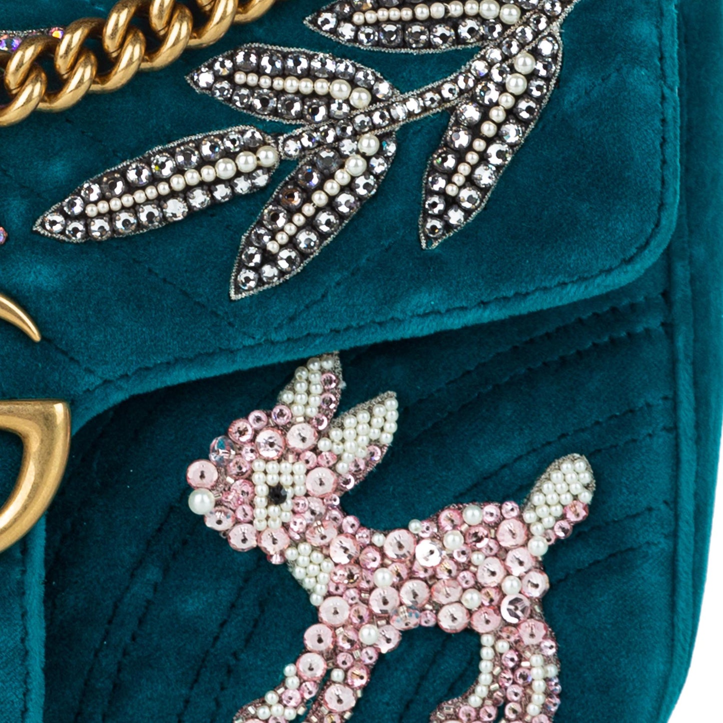 Gucci GG Marmont Matelasse Embellished Velvet Crossbody Bag (SHG-30293)