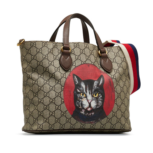 Gucci GG Supreme Mystic Cat Satchel (SHG-JMBObq)