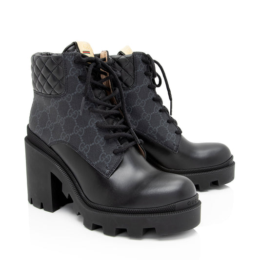 Gucci GG Supreme Quilted Calfskin Combat Boots - Size 9 / 39 (SHF-FX4r8v)
