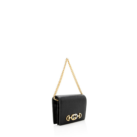 Gucci Grained Leather Zumi Card Case Chain Bag (SHF-19272)