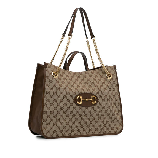 Gucci Large GG Canvas 1955 Horsebit Chain Tote (SHG-y7zkCB)