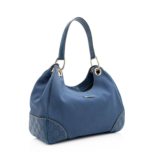 Gucci Leather Canvas Guccissima Hobo (SHF-19702)