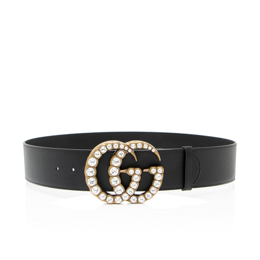 Gucci Leather Crystal GG Belt - Size 34 / 85
