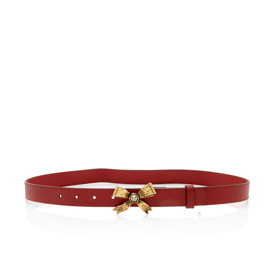 Gucci Leather Faux Pearl Interlocking G Bow Belt - Size 32 / 80 (SHF-9lJVcf)