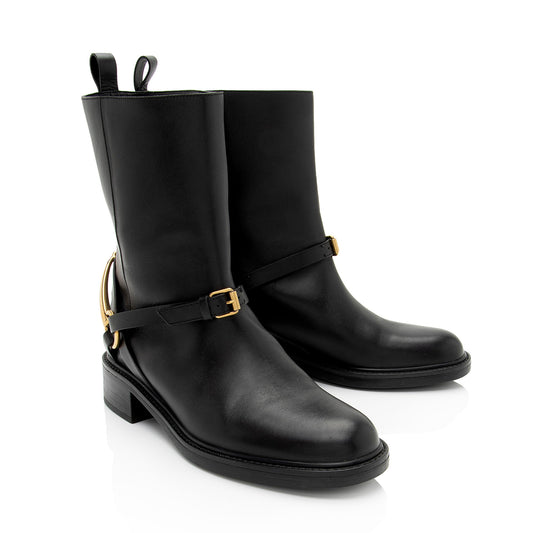 Gucci Leather Horsebit Tess Boots - Size 7 / 37 (SHF-2Ff59b)