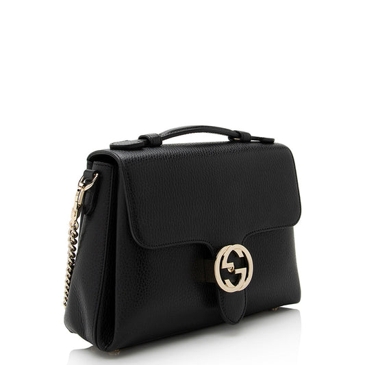 Gucci Leather Interlocking G Top Handle Shoulder Bag (SHF-22017)