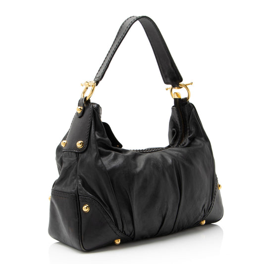 Gucci Leather Jockey Medium Hobo