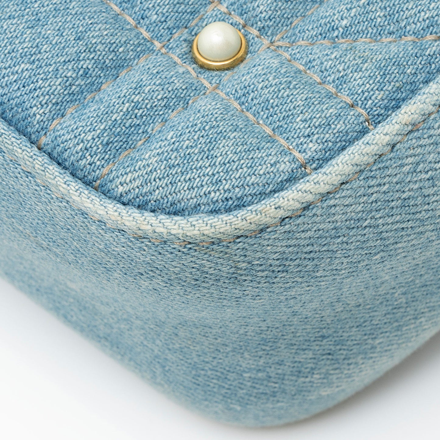 Gucci Matelasse Denim Pearl GG Marmont Medium Flap Bag