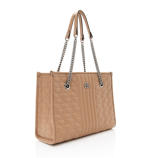 Gucci Matelasse Leather GG Marmont Aria Medium Tote (SHF-19528)