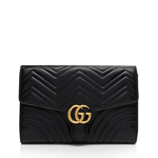 Gucci Matelasse Leather GG Marmont Clutch (SHF-v89K6D)