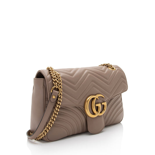 Gucci Matelasse Leather GG Marmont Medium Flap Shoulder Bag (SHF-EZthFS)