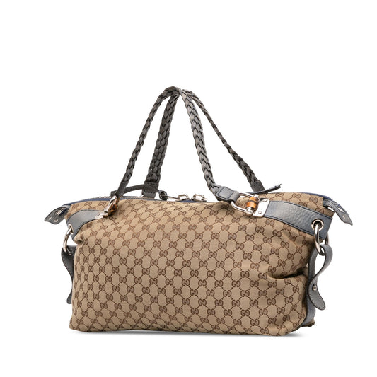 Gucci Medium GG Canvas Bamboo Bar Tote