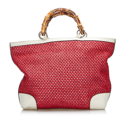 Luxury Gucci Medium Raffia Bamboo Shopper Tote (SHG-aDj1hs)