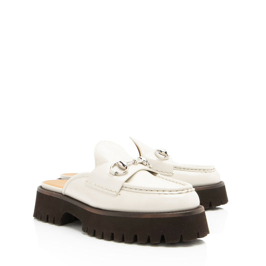 Gucci Patent Leather Horsebit Lug Sole Mules - Size 7.5 / 37.5