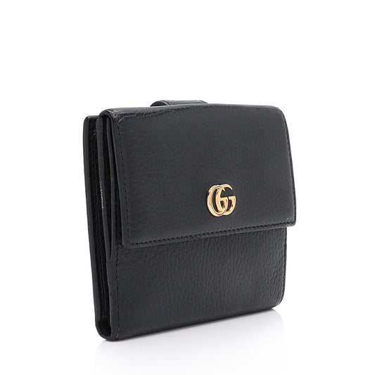 Gucci Pebbled Leather GG Marmont French Wallet (SHF-t6gHZo)