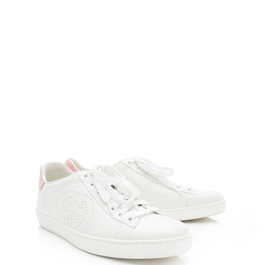 Gucci Perforated Leather Interlocking GG Ace Sneakers - Size 8.5 / 38.5 (SHF-7L64hi)