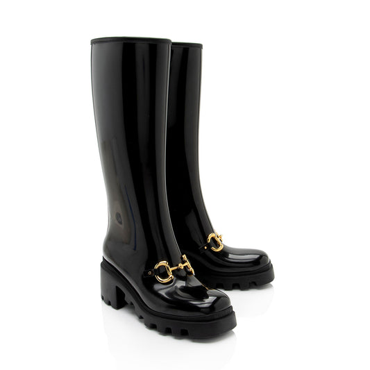 Gucci Rubber Horsebit Tall Boots - Size 8 / 38 (SHF-S4FuQr)