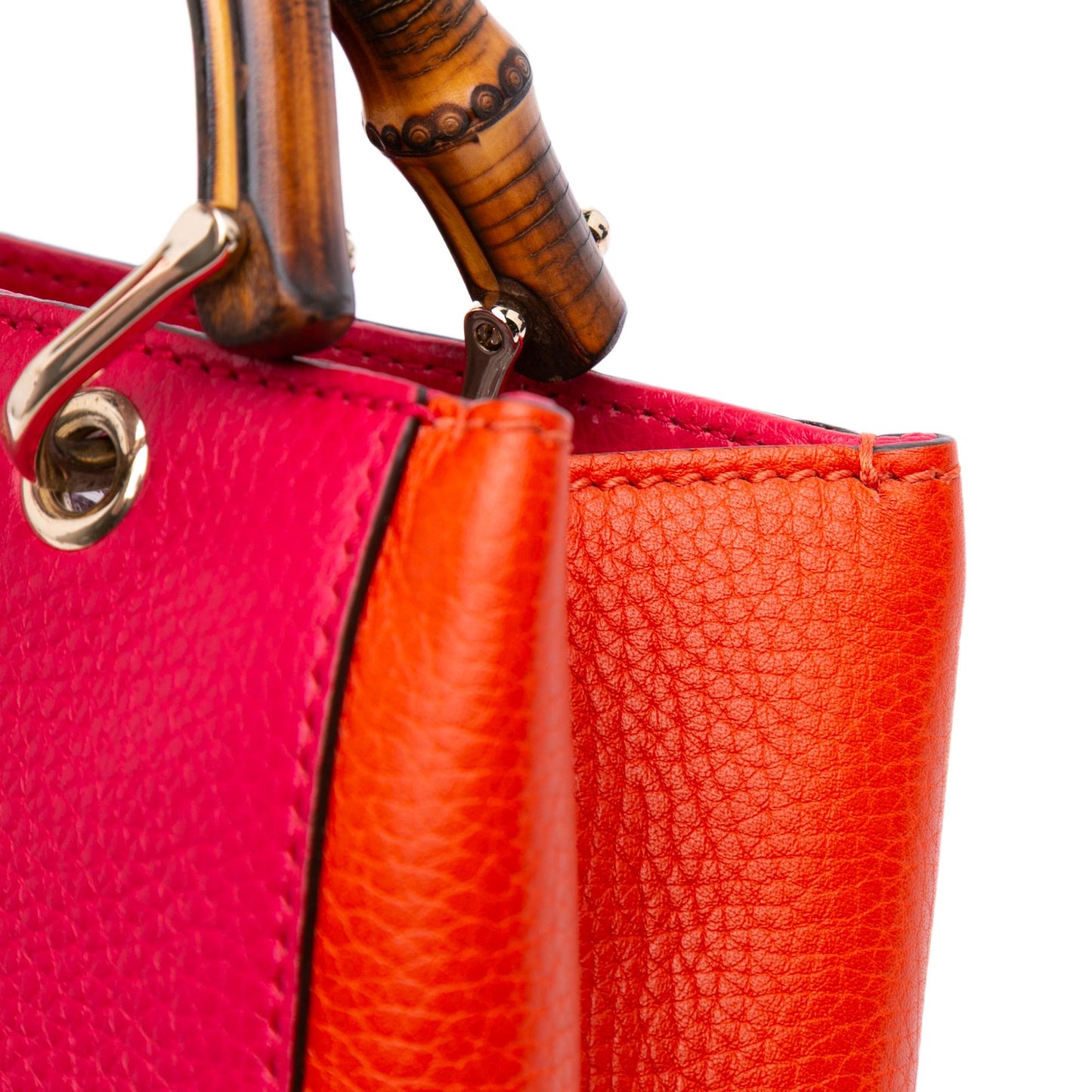 Gucci Small Bicolor Calfskin Bamboo Shopper Satchel