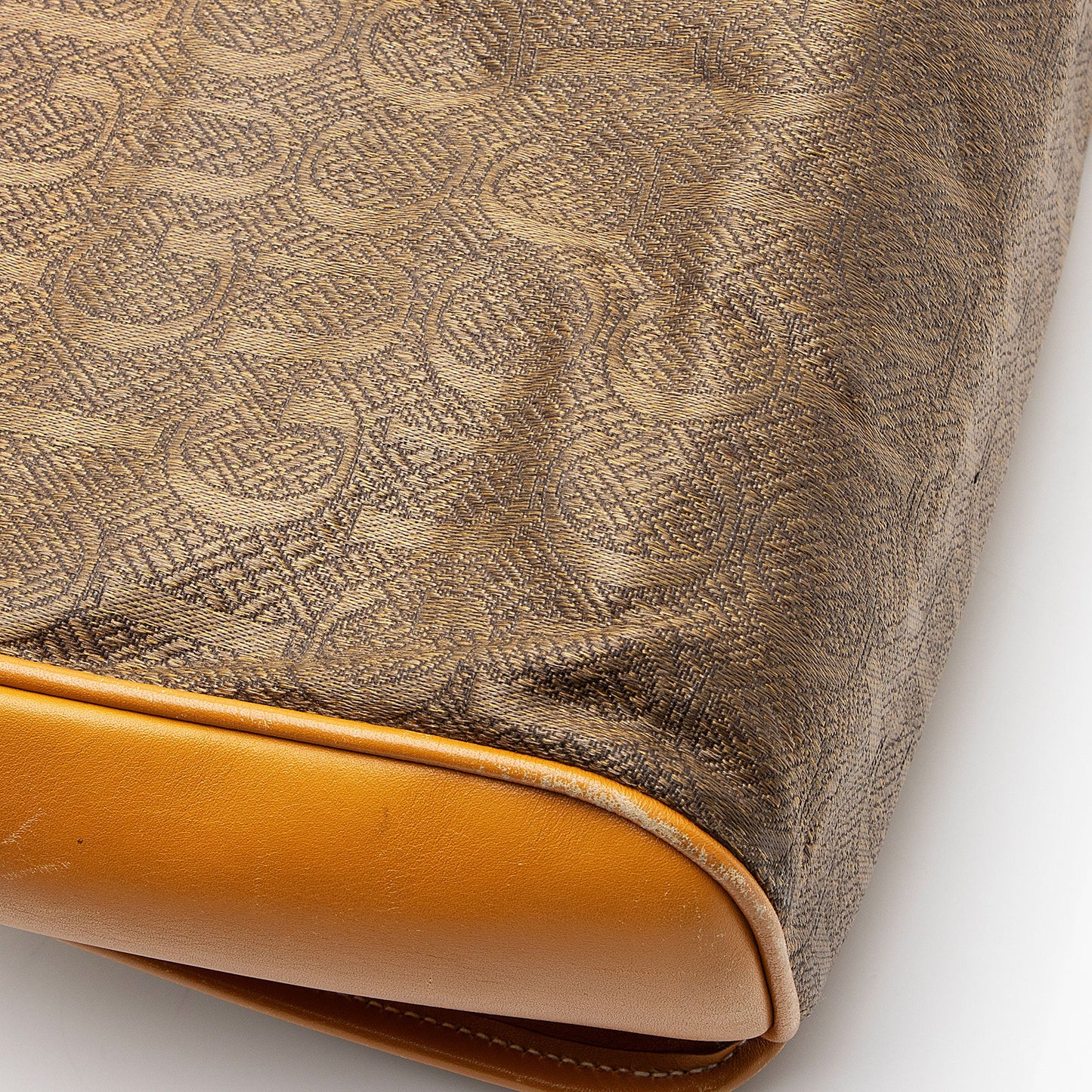 Gucci Vintage Jacquard Logo Leather Turnlock Top Handle