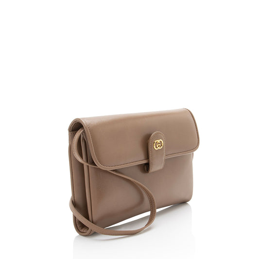 Gucci Vintage Leather Interlocking G Flap Crossbody