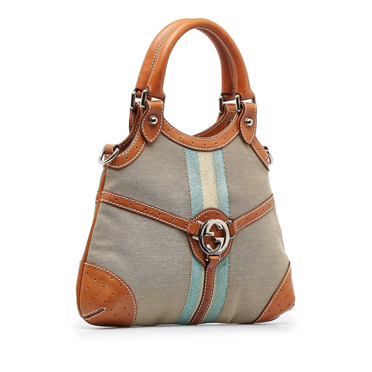 Gucci Web Canvas Reins Satchel (SHG-wUoDp0)
