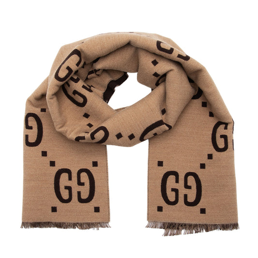 Gucci Wool Silk Giant GG Reversible Scarf (SHF-cVvyWH)