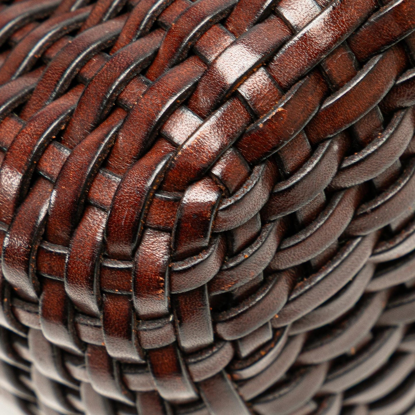 Gucci Woven Leather Bamboo Satchel