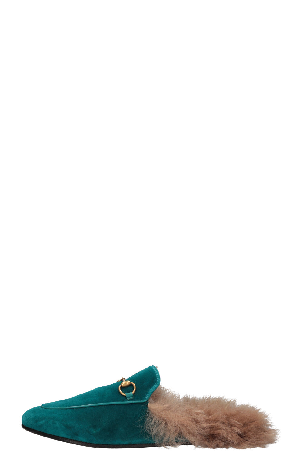 Luxury Gucci Trending 2025 Princetown Fur Loafers Petrol