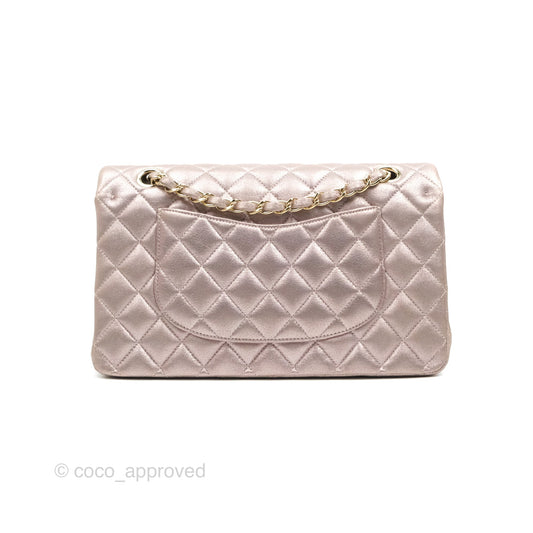 Chanel Classic M/L Medium Double Flap Rose Gold Pink Lambskin Gold Hardware