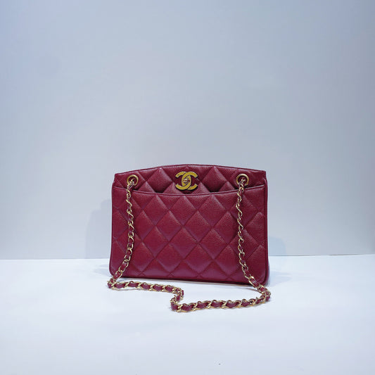 No.3719-Chanel Vintage Caviar TurnLock Shoulder Bag