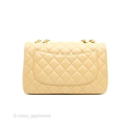 Chanel Jumbo Single Flap Beige Lambskin Gold Hardware