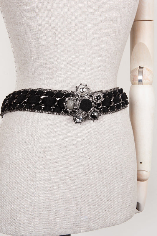 CHANEL Cross Chain Belt 05A Black