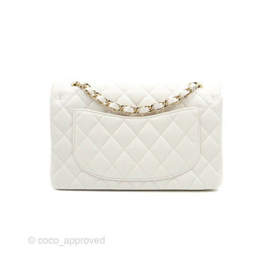 Chanel Classic Small S/M Flap White Caviar Gold Hardware
