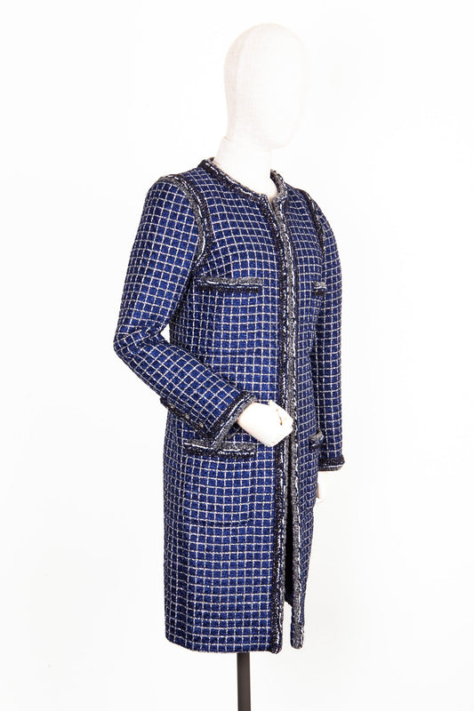 CHANEL Coat Fantasy Tweed Blue