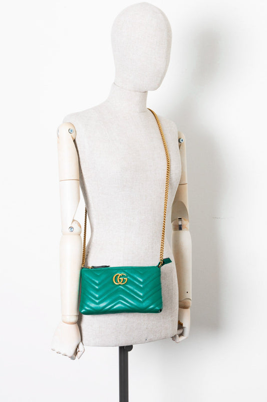 Luxury Gucci Trending 2025 Marmont Crossbody Pochette Green