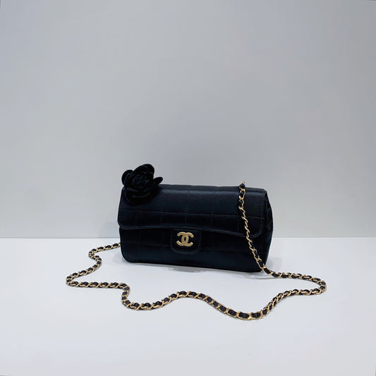 No.3827-Chanel Vintage Satin Camellia Mini Flap Bag