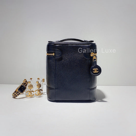 No.2445-Chanel Vintage Caviar Black Vanity Case