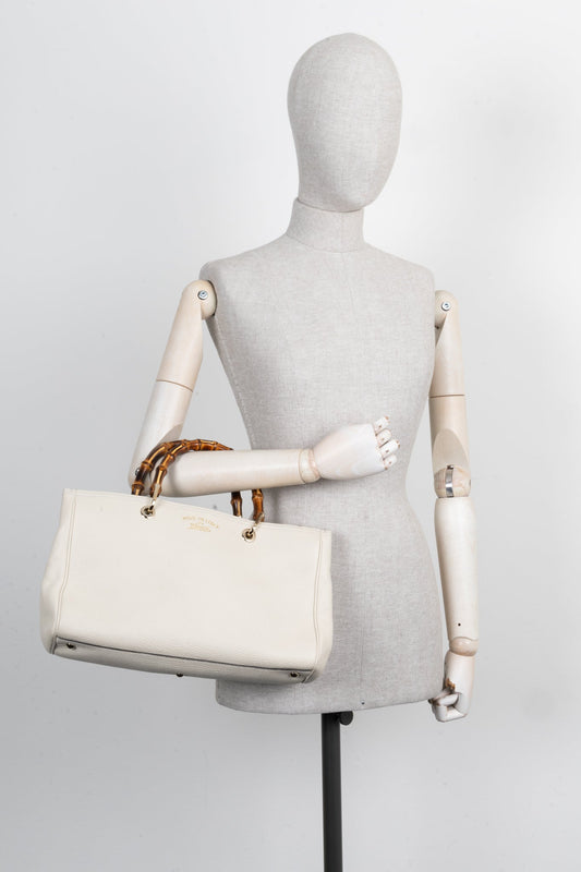 Luxury Gucci Trending 2025 2 Way Bamboo Tote Ivory