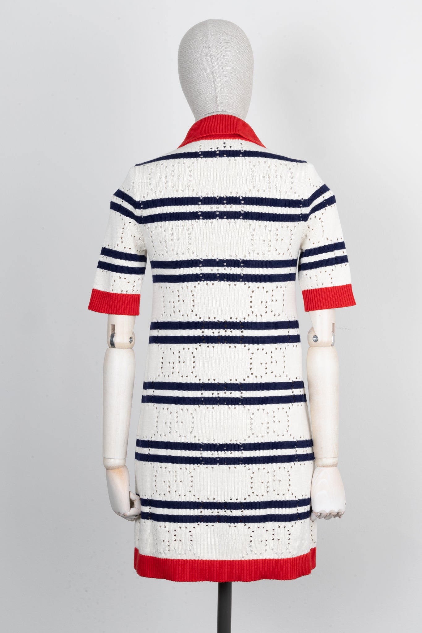 Luxury Gucci Trending 2025 Striped Knit Dress Red Blue