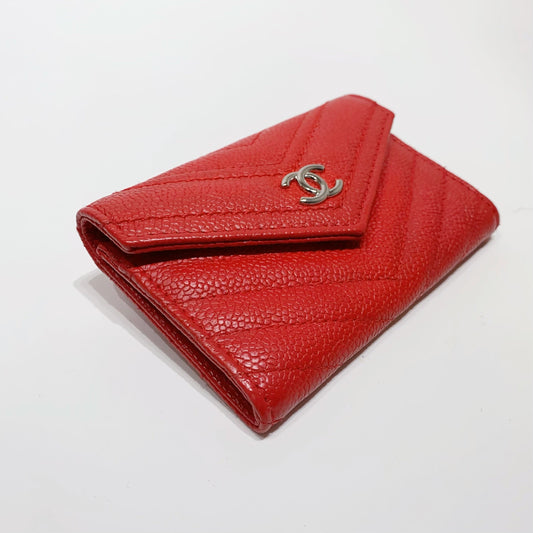 No.4006-Chanel Caviar Chevron Mail Flap Card Holder