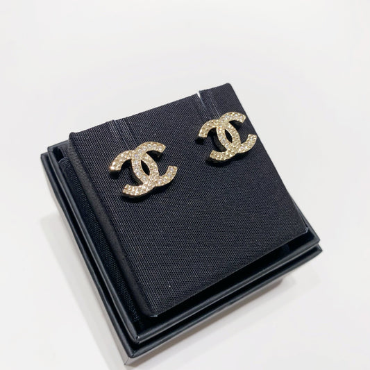 No.001620-5-Chanel Metal Crystal Coco Mark Earrings (Brand New / 全新貨品)
