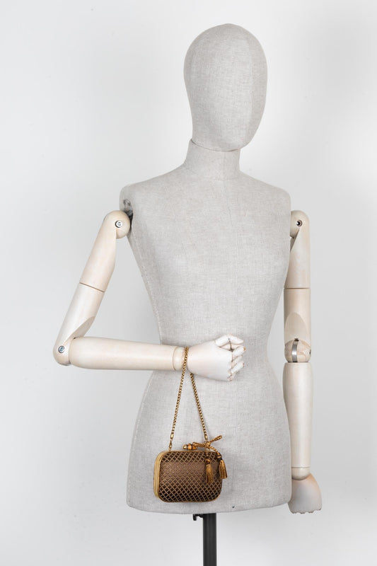 Luxury Gucci Trending 2025 Bamboo Minaudiere Clutch Brown Gold