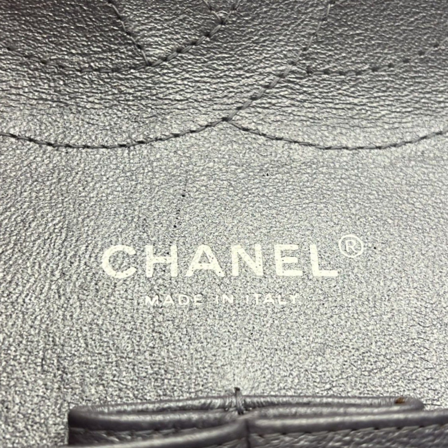 CHANEL Jumbo Flap Quilted Leather Shoulder Bag Silver