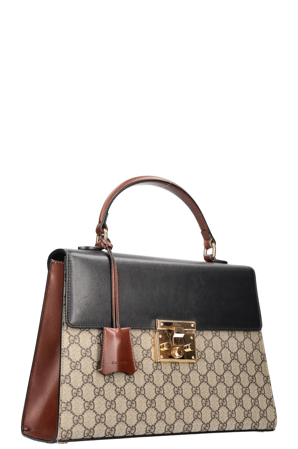 Luxury Gucci Trending 2025 Medium Padlock Top Handle Bag GG Coated Canvas & Leather