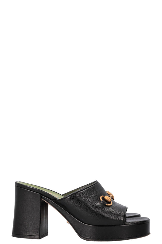 Luxury Gucci Trending 2025 Houdan Horsebit Plateau Heels Black